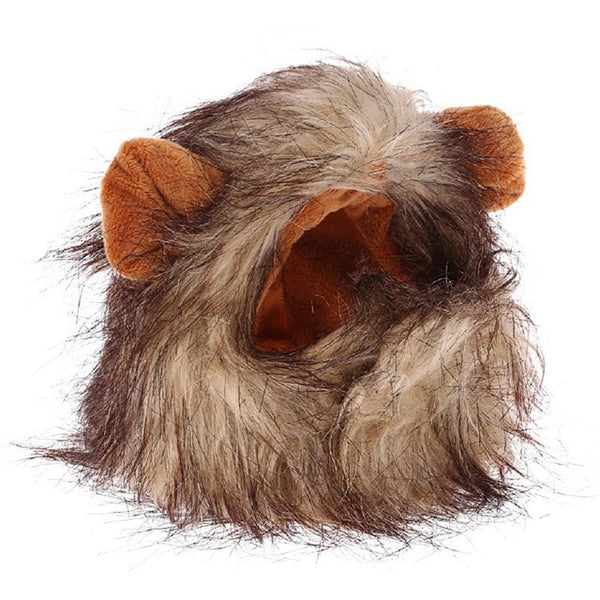 Funny Cute Pet Cat Costume Lion Mane Wig Cap